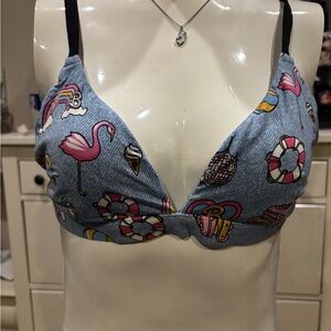 Barbie Meundies Flamingo Print Bikini Top xl